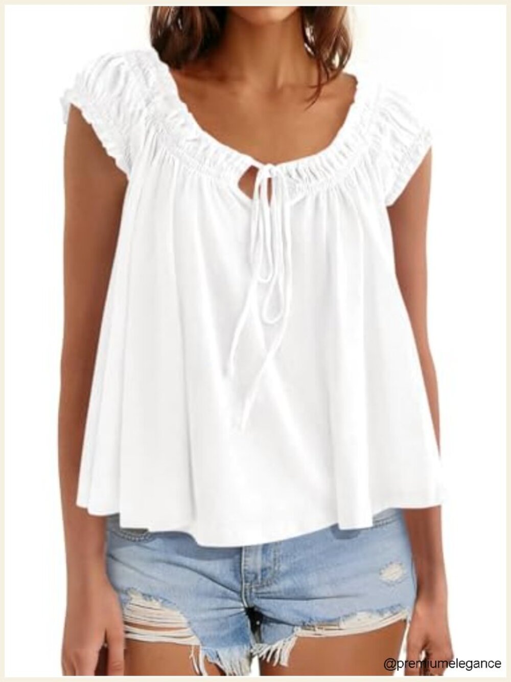 Womens Babydoll Flowy Peplum Top Ruffle Sleeve Blouse Summer